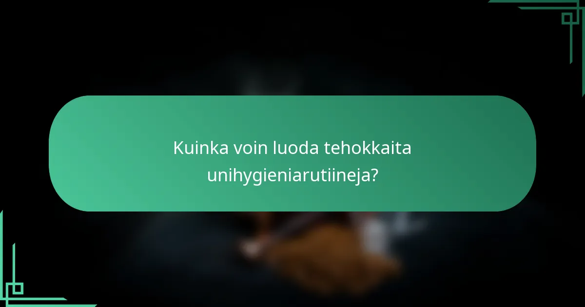Kuinka voin luoda tehokkaita unihygieniarutiineja?