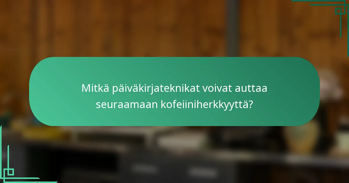 Mitkä päiväkirjateknikat voivat auttaa seuraamaan kofeiiniherkkyyttä?