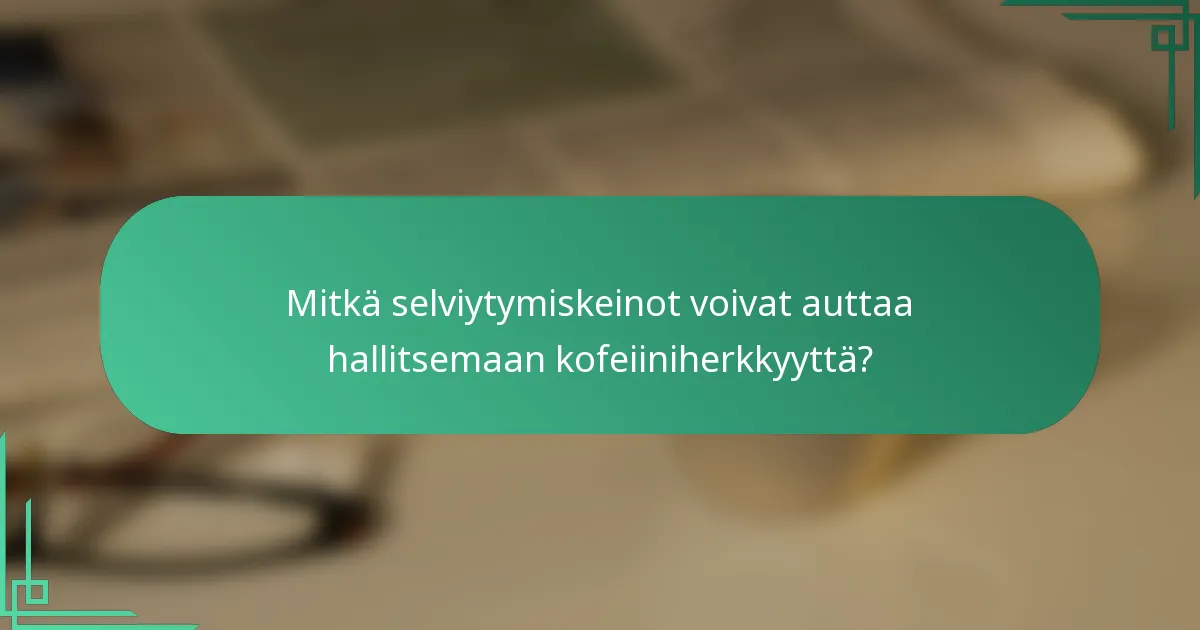 Mitkä selviytymiskeinot voivat auttaa hallitsemaan kofeiiniherkkyyttä?